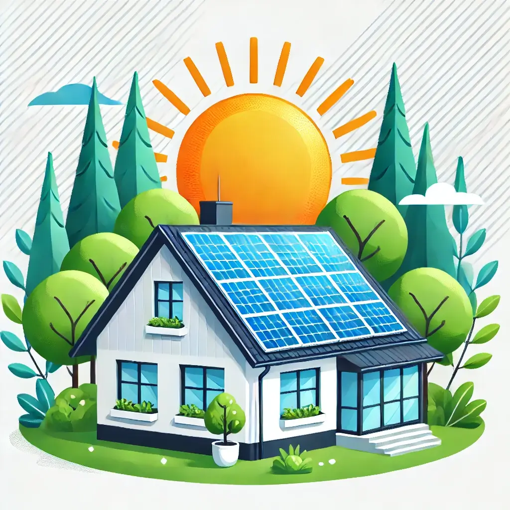Solar panels on a house roof